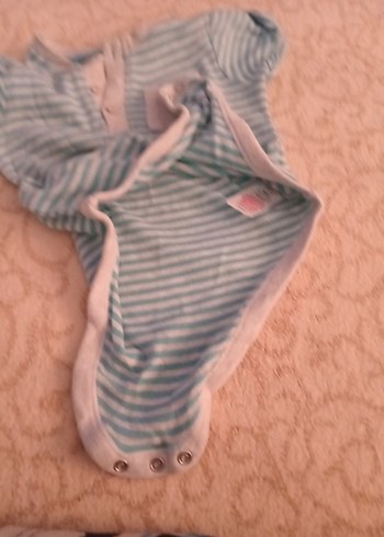 Mavi Çizgili Kısa Kollu Bebek Body - Görsel 5