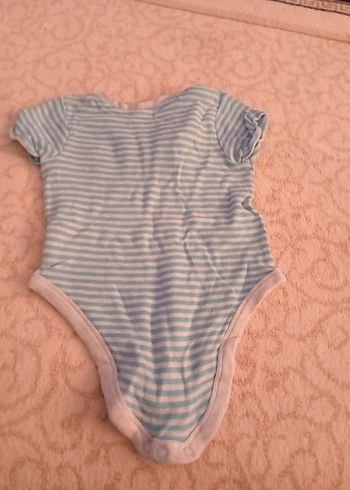 Mavi Çizgili Kısa Kollu Bebek Body - Görsel 2