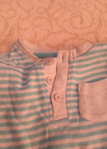 Mavi Çizgili Kısa Kollu Bebek Body - Görsel 3