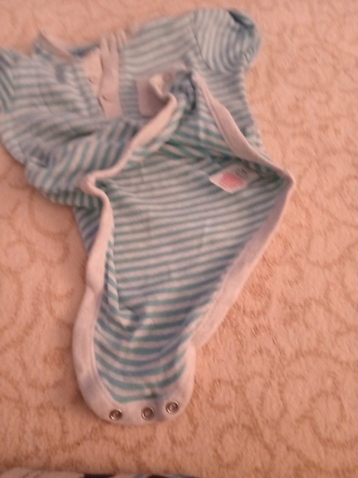 Mavi Çizgili Kısa Kollu Bebek Body - Görsel 5