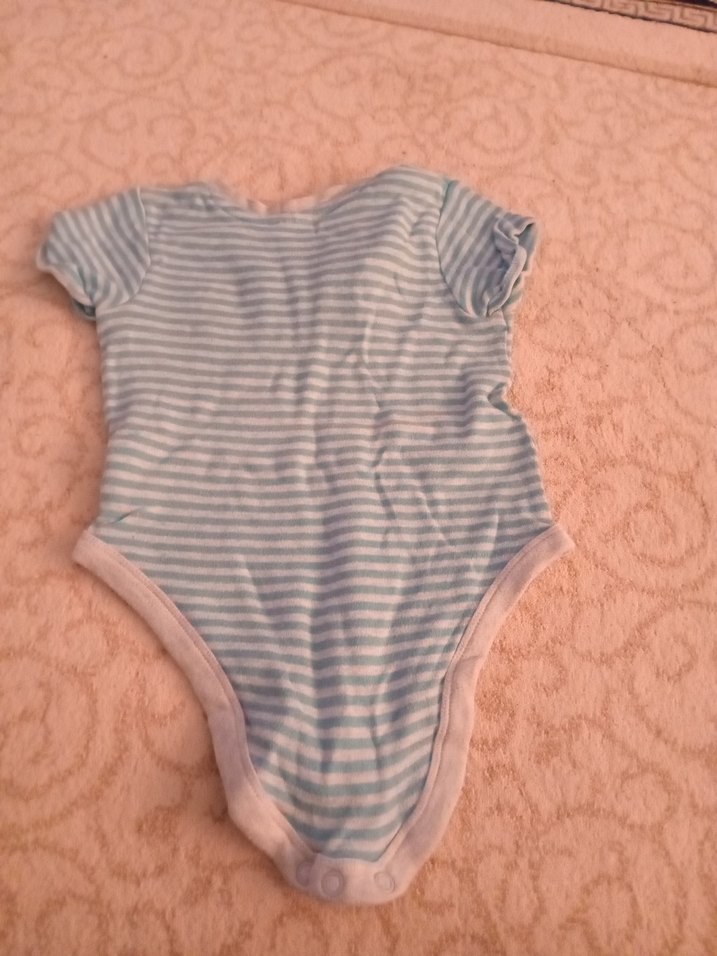 Mavi Çizgili Kısa Kollu Bebek Body - Görsel 2