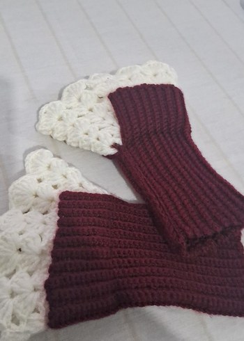 Bordo Örgü Bohem Kadın Eldiveni - Görsel 4