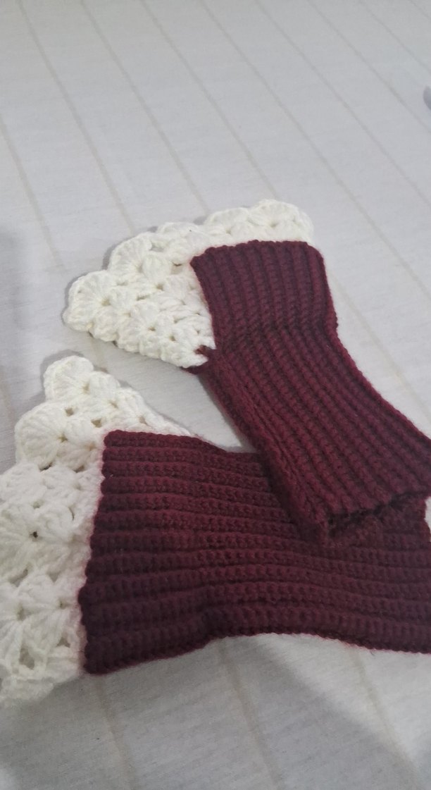Bordo Örgü Bohem Kadın Eldiveni - Görsel 4