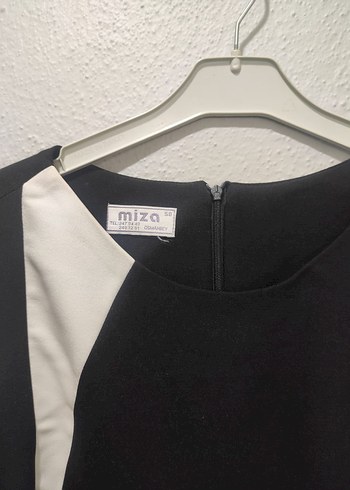 Siyah Beyaz Kemerli Midi Kalem Elbise - Görsel 3