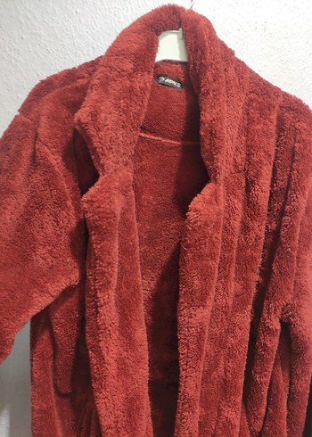 Koyu Kırmızı Peluş Midi Kadın Kaban - Görsel 2