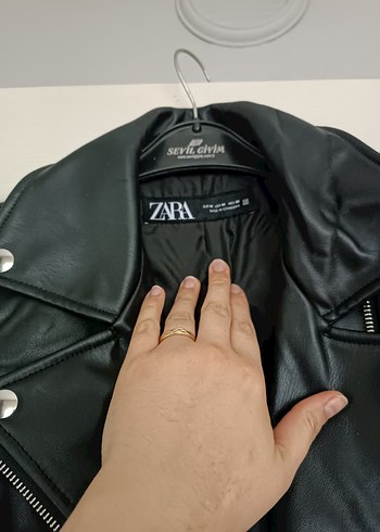 Siyah Kadın Deri Biker Ceket - Görsel 4