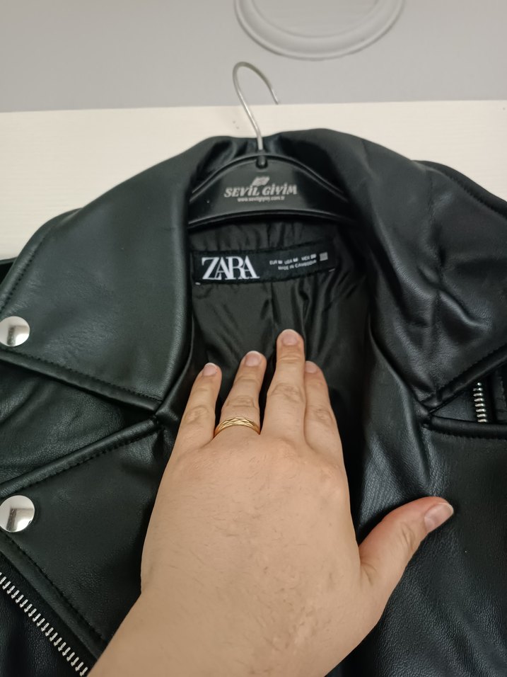 Siyah Kadın Deri Biker Ceket - Görsel 4