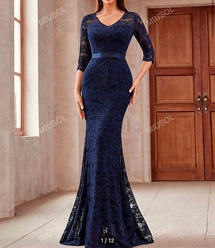 Lacivert balık model elbise