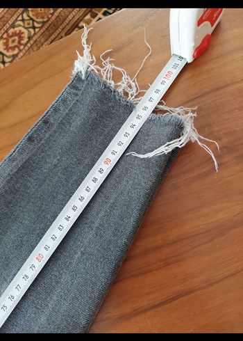 Gri Kadın Denim Pantolon Midi Boy - Görsel 4