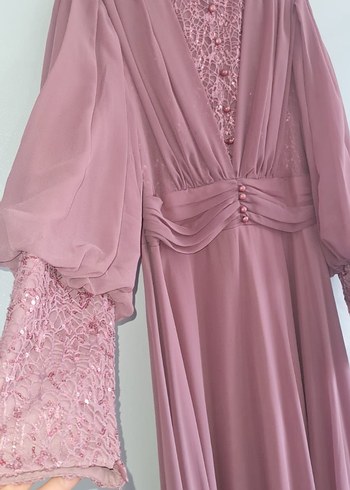 Pudra Pembe Drapeli Uzun Abiye Elbise - Görsel 2