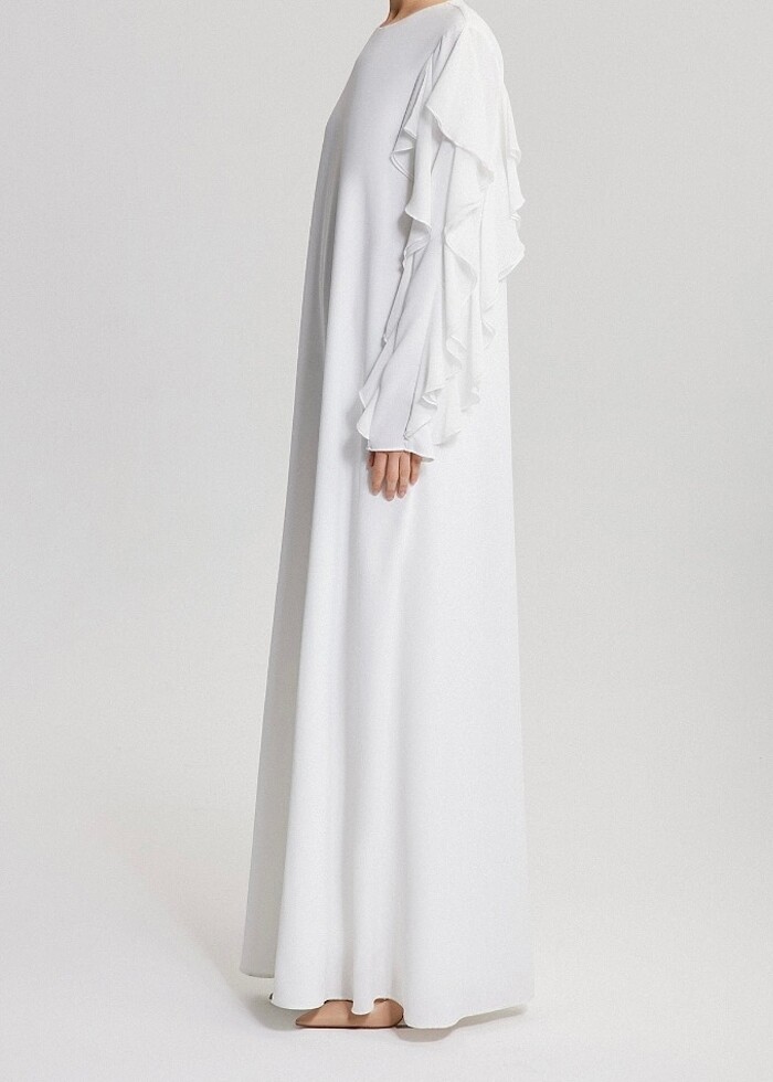 Volan detaylı abiye nikah elbisesi - Görsel 2