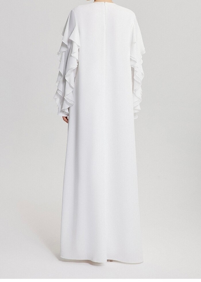 Volan detaylı abiye nikah elbisesi - Görsel 3