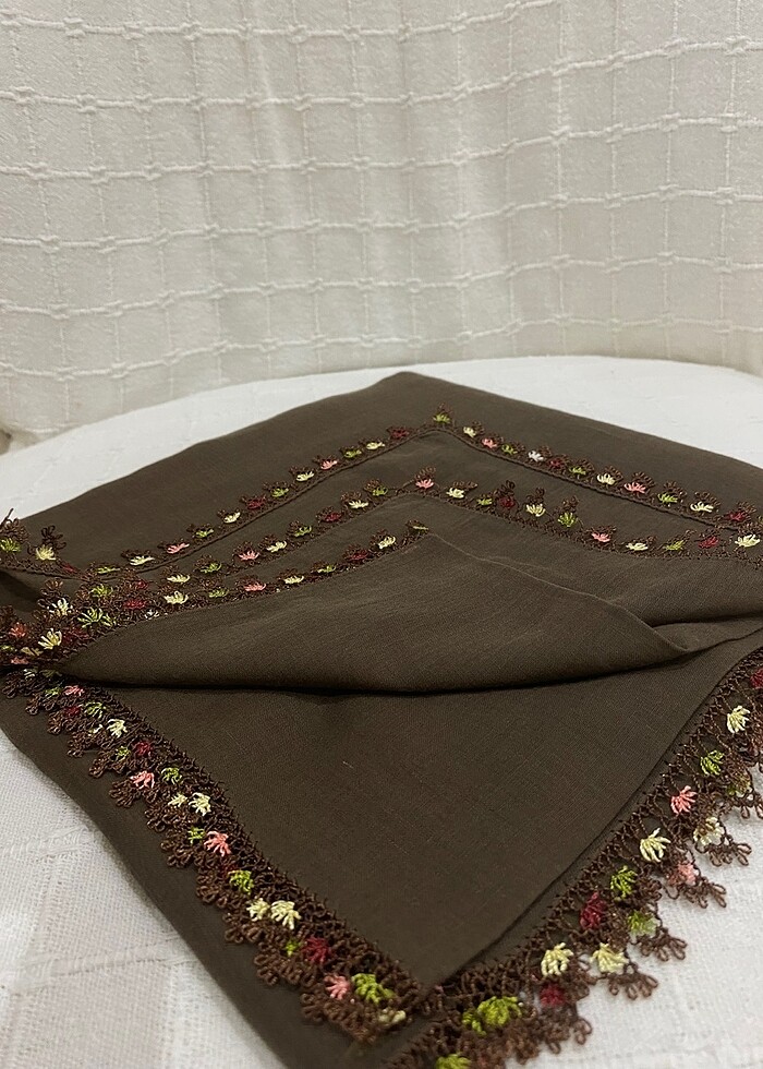 İğne oyası yazma namaz başörtüsü mevlid örtüsü - Görsel 4