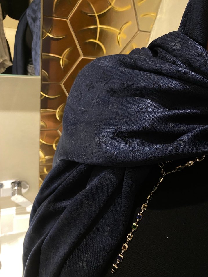 Louıs vuitton desen lacivert kaşmir şal - Görsel 3