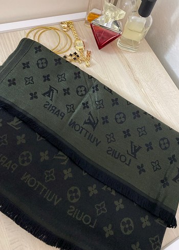 HAKİ-SİYAH RENK KAŞMİR ŞAL - Görsel 2