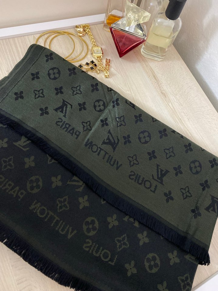 HAKİ-SİYAH RENK KAŞMİR ŞAL - Görsel 2