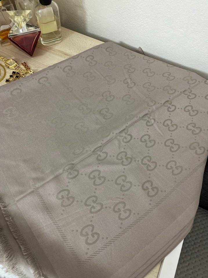 VİZON RENK G DESEN İPEK ŞAL - Görsel 3