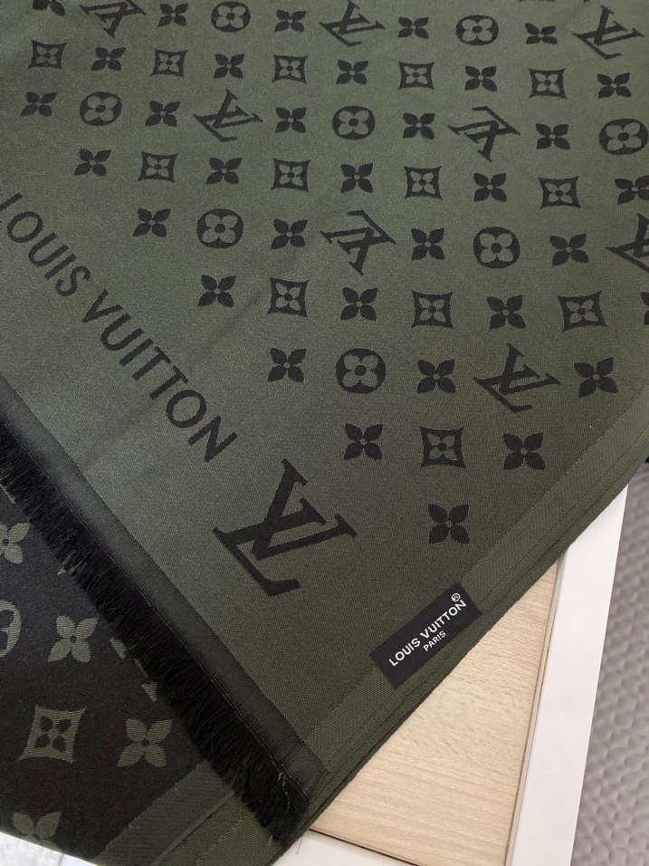 Haki-Siyah Renk İpek Şal - Görsel 2