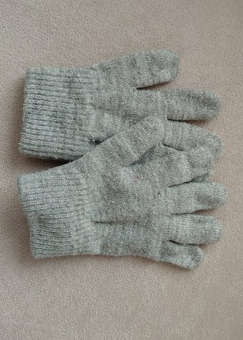Gri simli kız Çocuk Örme Eldiven - Görsel 5