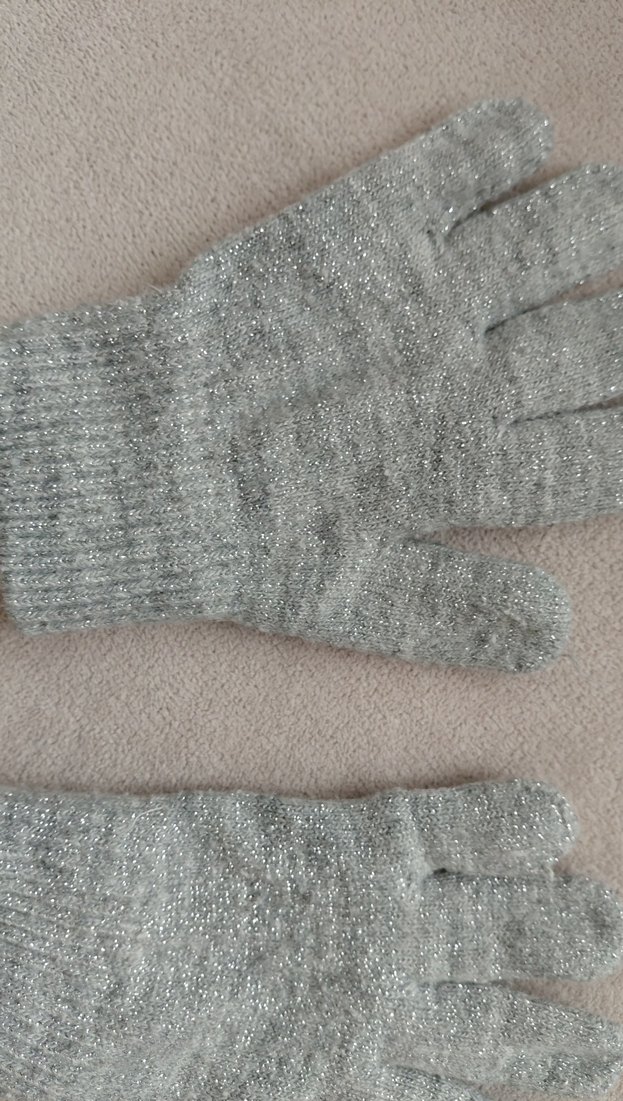 Gri simli kız Çocuk Örme Eldiven - Görsel 2