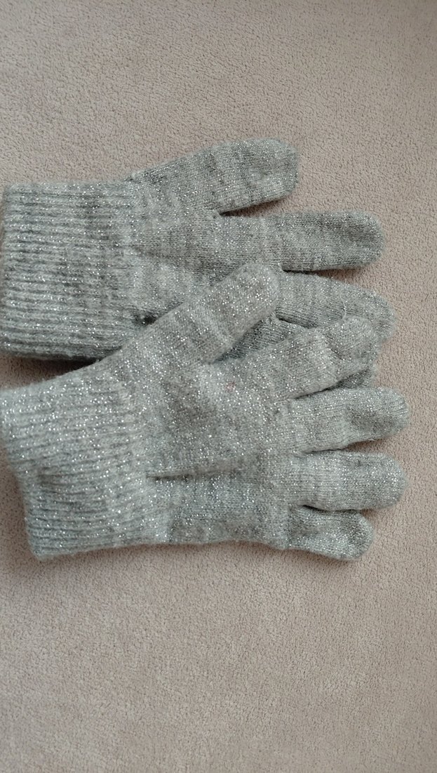 Gri simli kız Çocuk Örme Eldiven - Görsel 4