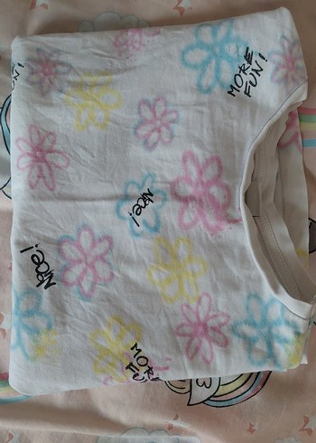 Kızlar için Çok Renkli Bağlama Desenli Tişört - Görsel 2