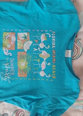 Püsküllü Turkuaz Kız Tişörtü - Görsel 2