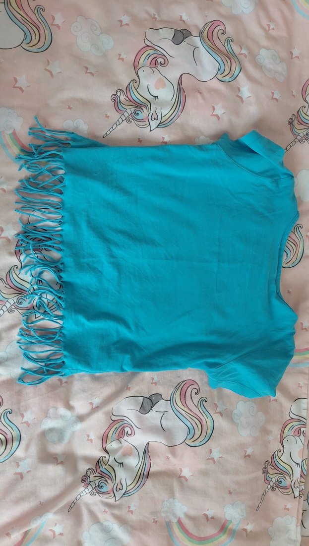 Püsküllü Turkuaz Kız Tişörtü - Görsel 4