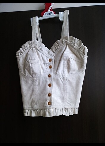 Bayan CROP Fiasta Marka 40 Beden Renk Krem 