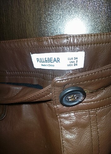 Bayan Deri İspanyol paça pantolon yumuşak PUL&BEAR Marka 34 Bede - Görsel 8