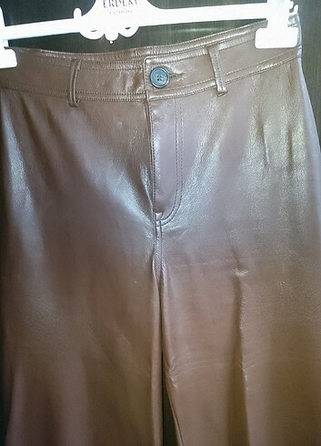 Bayan Deri İspanyol paça pantolon yumuşak PUL&BEAR Marka 34 Bede - Görsel 9