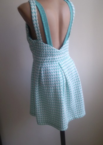 Turkuaz Midi  Elbisesi Pilili - Görsel 3