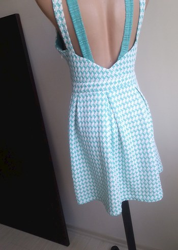 Turkuaz Midi  Elbisesi Pilili - Görsel 9