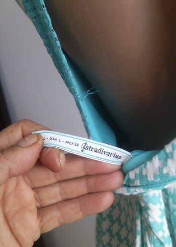 Turkuaz Midi  Elbisesi Pilili - Görsel 10