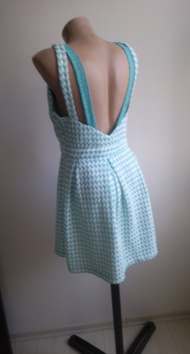 Turkuaz Midi  Elbisesi Pilili - Görsel 3