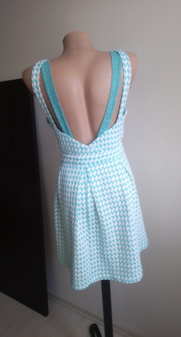 Turkuaz Midi  Elbisesi Pilili - Görsel 4