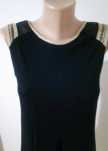 Siyah Drapeli Kolsuz Midi Bluz - Görsel 5