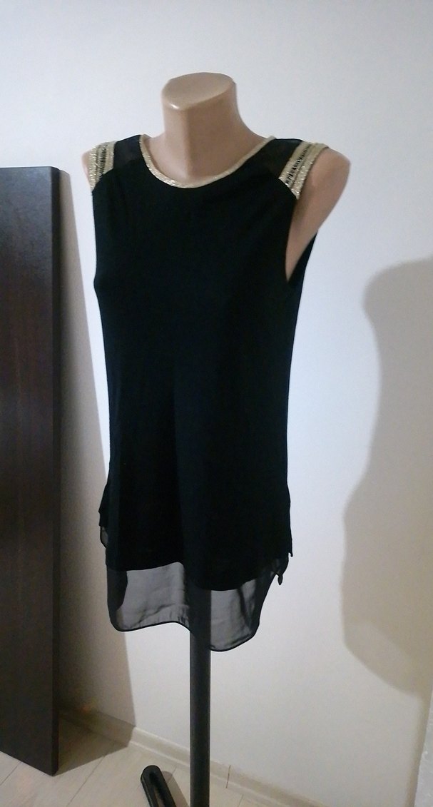 Siyah Drapeli Kolsuz Midi Bluz - Görsel 2