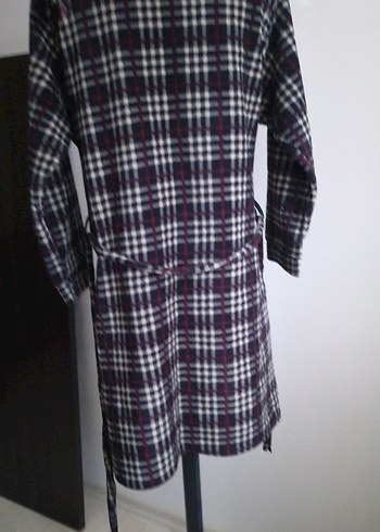 Kadın Gri Kareli Midi Salaş Bornoz - Görsel 6