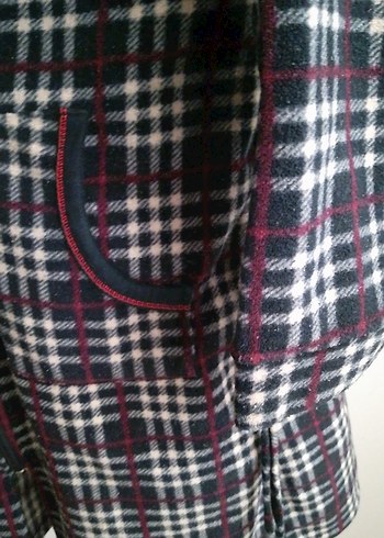 Kadın Gri Kareli Midi Salaş Bornoz - Görsel 8