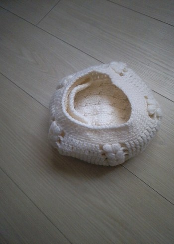 Beyaz Örgü Kadın Bere - Görsel 2