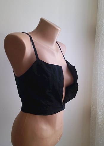 Pull and Bear klipsli Siyah V Yaka Strappy Büstiyer