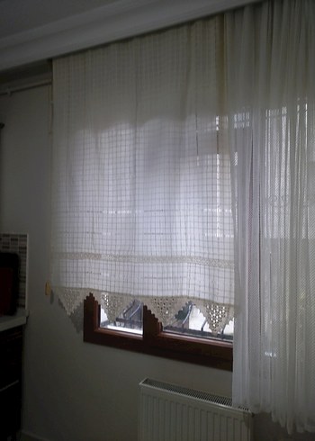 Mutfak Perdesi Bej Renk uç kısmı dantel detaylı - Görsel 4