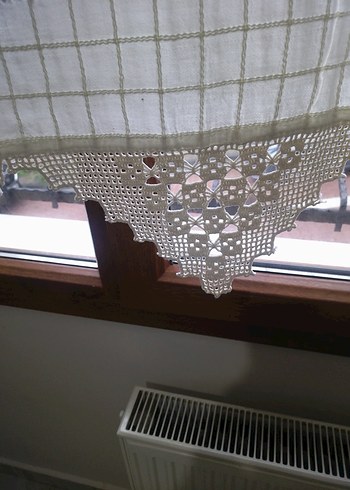 Mutfak Perdesi Bej Renk uç kısmı dantel detaylı - Görsel 2