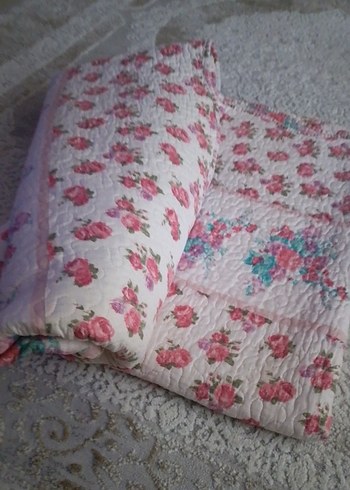 Pembe Çiçek Desenli Pastel Yatak Örtüsü - Görsel 13