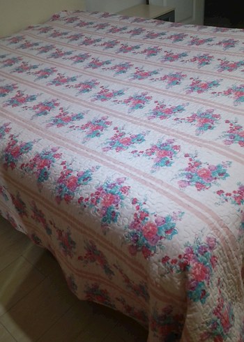 Pembe Çiçek Desenli Pastel Yatak Örtüsü - Görsel 6