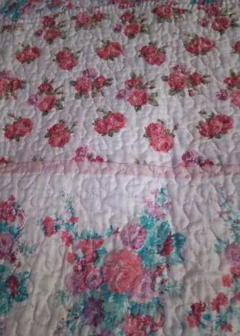 Pembe Çiçek Desenli Pastel Yatak Örtüsü - Görsel 11