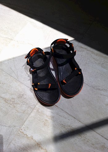 Turuncu Erkek Spor Sandaletler Velcro - Görsel 5