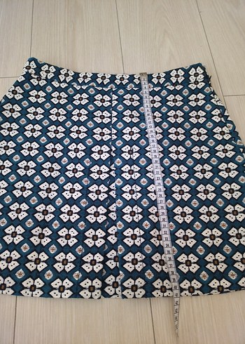 Bohem Desenli Mavi Midi Etek Fermuarlı