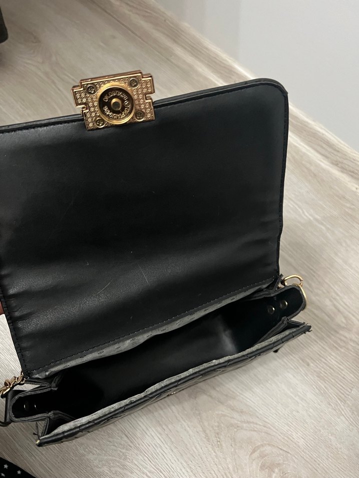 Siyah Deri Kadın Çanta Tokalı - Görsel 3